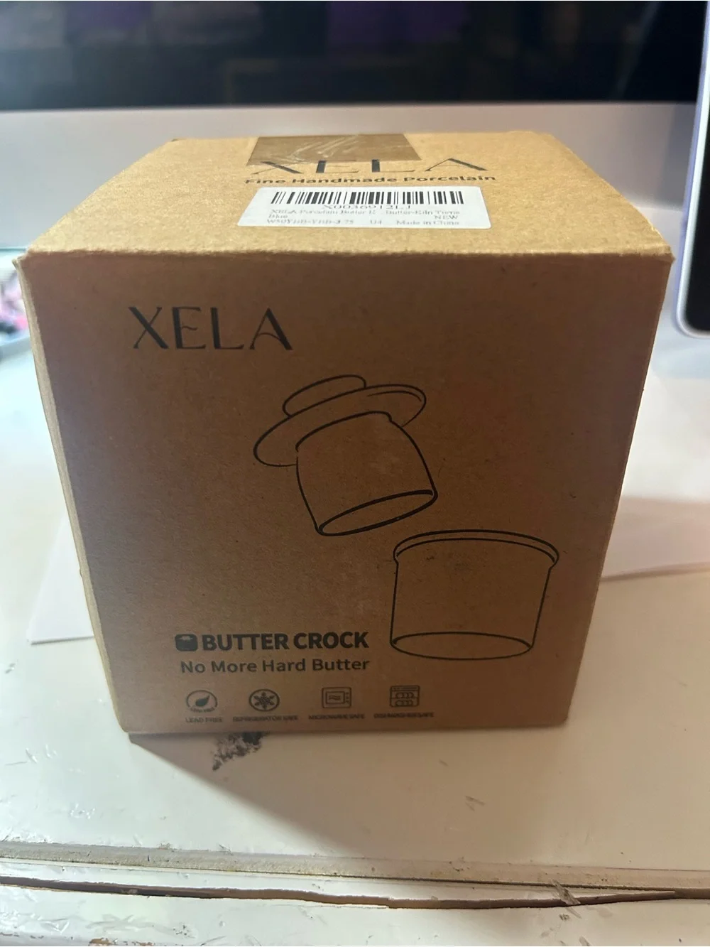 Xela butter bell.  Butter crock. Blue / Brown NEW